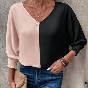 NWOT - Black and Pink Colourblock Oversized Top